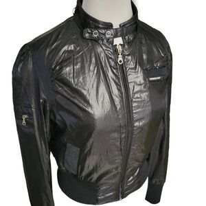 Members Only Black Zip-Up Bomber Jacket Women's Size M
